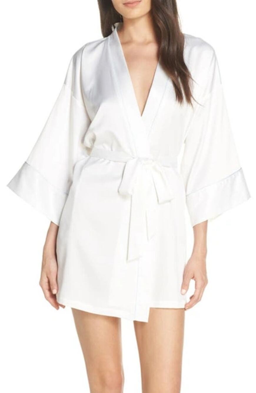 New ~ IN BLOOM BY JONQUIL ~ The Bride Satin Wrap Robe Size L